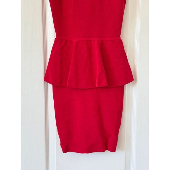 BCBGMaxAzaria Poppy Red Peplum Sleeveless Mini Dress XS  90% Rayon 9% Nylon 1% S - Picture 7 of 16